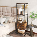5-Tier Narrow Bookcase with 4 Open Shelves and Storage Drawer-Rustic Brown