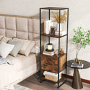 5-Tier Narrow Bookcase with 4 Open Shelves and Storage Drawer by LJGDeals