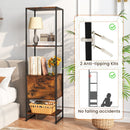 5-Tier Narrow Bookcase with 4 Open Shelves and Storage Drawer-Rustic Brown