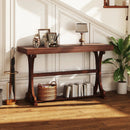 Narrow Console Table Vintage 52 Inch Long with Open Storage Shelf by LJGDeals