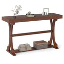 Narrow Console Table Vintage 52 Inch Long with Open Storage Shelf