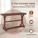 Narrow Console Table Vintage 52 Inch Long with Open Storage Shelf by LJGDeals