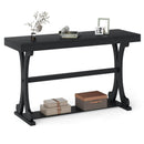 Narrow Console Table Vintage 52 Inch Long with Open Storage Shelf by LJGDeals