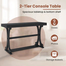 Narrow Console Table Vintage 52 Inch Long with Open Storage Shelf by LJGDeals