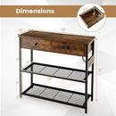 Narrow Console Table with 2 Drawers and 2 Metal Mesh Shelves by LJGDeals