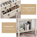 Narrow Console Table with 3 Storage Drawers and Open Bottom Shelf