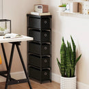 Narrow Dresser with 5 Drawers Slim Storage Tower with Metal Frame-Black by DirectDeals