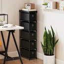 Narrow Dresser with 5 Drawers Slim Storage Tower with Metal Frame-Black by LJGDeals