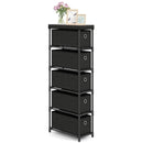 Narrow Dresser with 5 Drawers Slim Storage Tower with Metal Frame-Black by DirectDeals