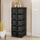 Narrow Dresser with 5 Drawers Slim Storage Tower with Metal Frame-Black by DirectDeals