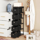 Narrow Dresser with 5 Drawers Slim Storage Tower with Metal Frame-Black by DirectDeals