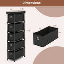 Narrow Dresser with 5 Drawers Slim Storage Tower with Metal Frame-Black by LJGDeals