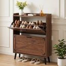 Narrow Shoe Cabinet with Flip Drawers and Adjustable Shelves by LJGDeals