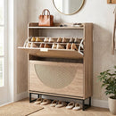 Narrow Shoe Storage Cabinet with Flip Drawers & Shelves by LJGDeals