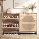 Narrow Shoe Storage Cabinet with Flip Drawers & Shelves by LJGDeals