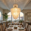 Natural Capiz Shell Tiered Chandelier