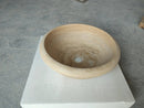 Light Travertine Round Handcrafted Vessel Bathroom Sink 16 Inch
