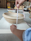 Light Travertine Round Handcrafted Vessel Bathroom Sink 16 Inch