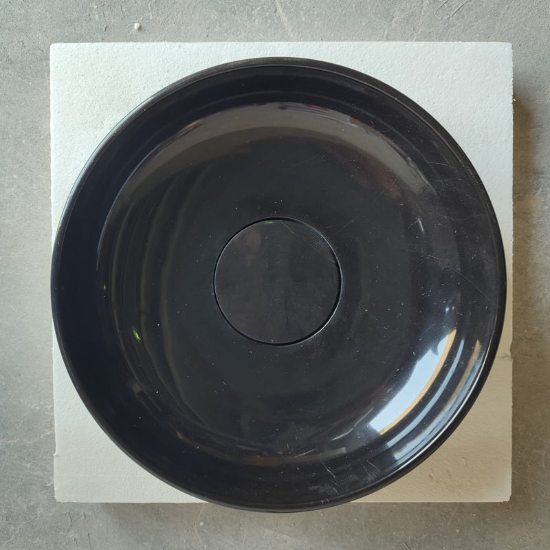 Natural Stone Toros Black Marble Above Counter Vessel Sink Polished (D)16" (H)5"