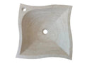 Premium Beige Travertine Vessel Sink 17.7 Inch Square Modern