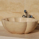 Handcrafted Turkish Travertine Pumpkin Vessel Bathroom Sink 16 Inch
