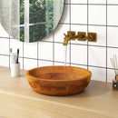 16 Inch Teak Wood Washbasin with Drainage Hole and Rounded Corners by LJGDeals