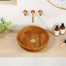 16 Inch Teak Wood Washbasin with Drainage Hole and Rounded Corners by LJGDeals