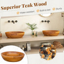 16 Inch Teak Wood Washbasin with Drainage Hole and Rounded Corners by LJGDeals