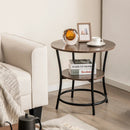2-Tier Round End Table with Open Storage Shelf and Sturdy Metal Frame by LJGDeals