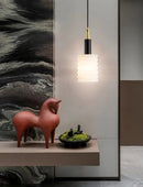 Alabaster Cylindrical Thread Pendant Light