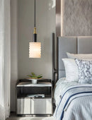 Alabaster Cylindrical Thread Pendant Light