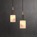 Alabaster Cylindrical Thread Pendant Light