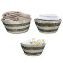 Natural Canes Grass Baskets Stackable Storage Bins Set of 3 with Hollowed Handles by LJGDeals