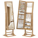 Freestanding Lockable Jewelry Armoire with Full-Length Mirror and 6 LED Lights by LJGDeals