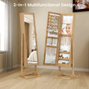 Freestanding Lockable Jewelry Armoire with Full-Length Mirror and 6 LED Lights by LJGDeals