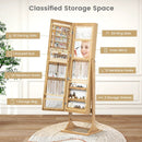 Freestanding Lockable Jewelry Armoire with Full-Length Mirror and 6 LED Lights by LJGDeals