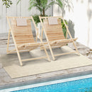 Solid Fir Wood Lounge Chair with 3-Level Adjustable Backrest and Soft Padded Headrest-Natural by LJGDeals