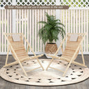 Solid Fir Wood Lounge Chair with 3-Level Adjustable Backrest and Soft Padded Headrest-Natural by LJGDeals