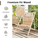 Solid Fir Wood Lounge Chair with 3-Level Adjustable Backrest and Soft Padded Headrest-Natural by LJGDeals