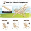 Solid Fir Wood Lounge Chair with 3-Level Adjustable Backrest and Soft Padded Headrest-Natural by LJGDeals