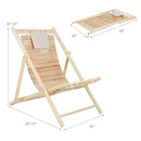 Solid Fir Wood Lounge Chair with 3-Level Adjustable Backrest and Soft Padded Headrest-Natural by LJGDeals