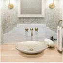 Handcrafted Natural Travertine Oval Polished Vessel Bathroom Sink Beige