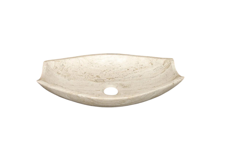 Natural Polished Stone Vessel Travertine Sink  (W)20" (L)12.5" (H)4.5"