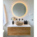 14 Inch Beige Travertine Vessel Bathroom Sink Natural Stone Round