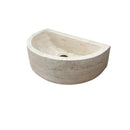 Light Travertine Half Round Vessel Bathroom Sink Beige 10 Inch