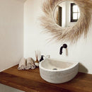 Natural Stone Deep Half Light Travertine Special Design Vessel Sink Honed and Filled (W)10" (L)16.3" (H)4.5"