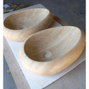 Handcrafted Natural Travertine Beige Oval Vessel Sink W 14L 20in