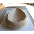 Handcrafted Natural Travertine Beige Oval Vessel Sink W 14L 20in