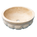 Light Travertine Pumpkin Shaped Vessel Sink Handcrafted 16x6 Inches