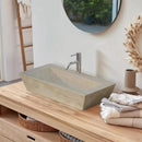 Beige Travertine Natural Stone Handcrafted Bathroom Basin Sink 20x16